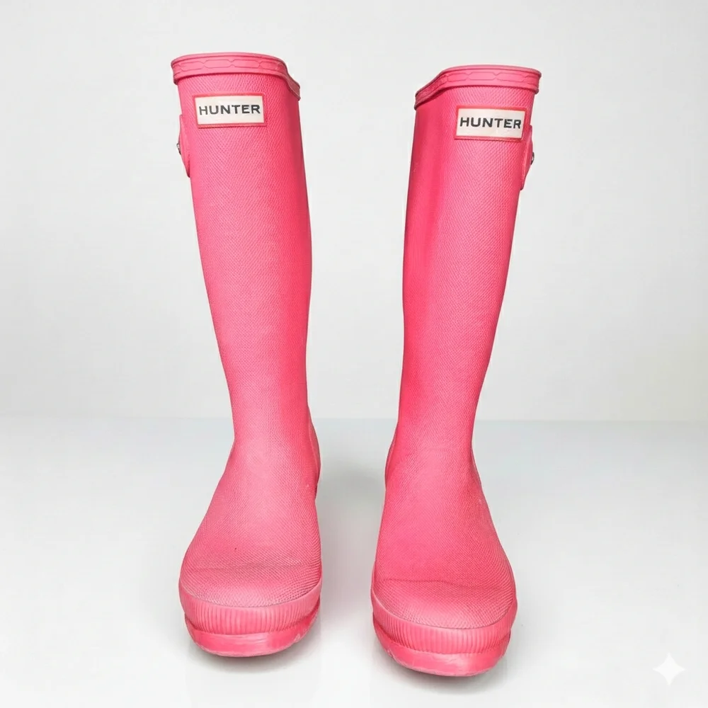 Hunter EU 36 US 4/5 Boots Pink Rubber Rainboots Winter Waterproof Reinforced